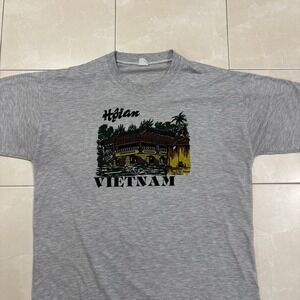 Vintage Vietnam T Shirt Men's Large Travel War Nature Y2K 90s Lightweight Asia